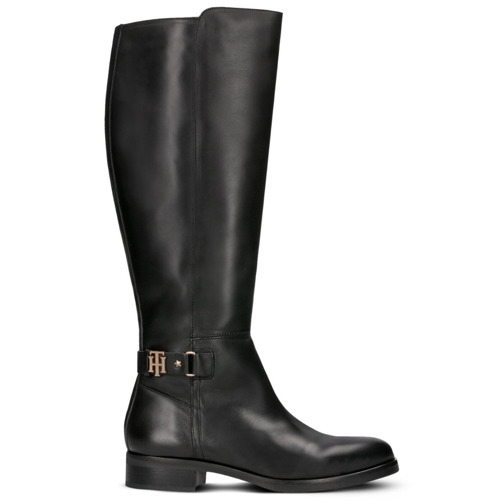 Tommy Hilfiger The Buckle High Boot Knee High Black Boot size 6.5